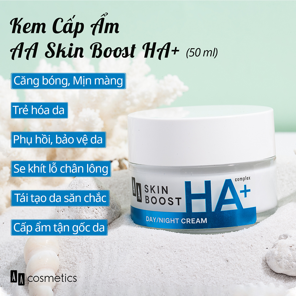 Kem Cấp Ẩm Chuyên Sâu Skin Boost HA+ Của AA Cosmetics Châu Âu