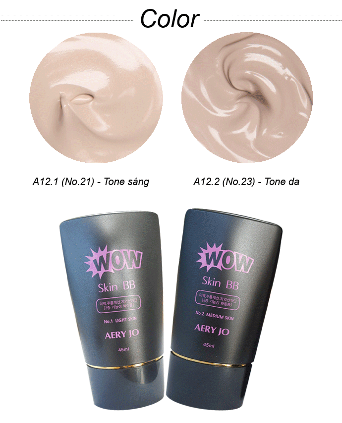 Aery Jo Wow Skin BB No 23 SPF 30PA +++ Tone Da 45ml