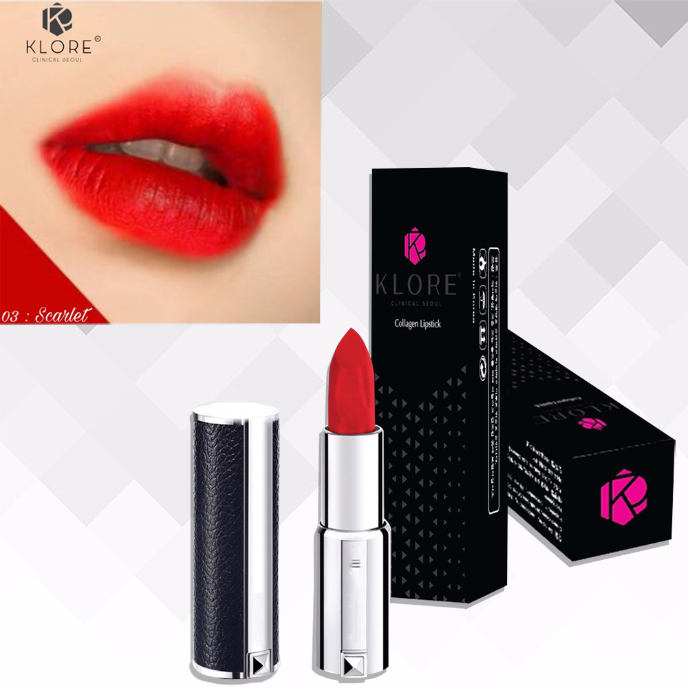 Son Collagen Lipstick Klore - 03 Scarlet Đỏ Tươi