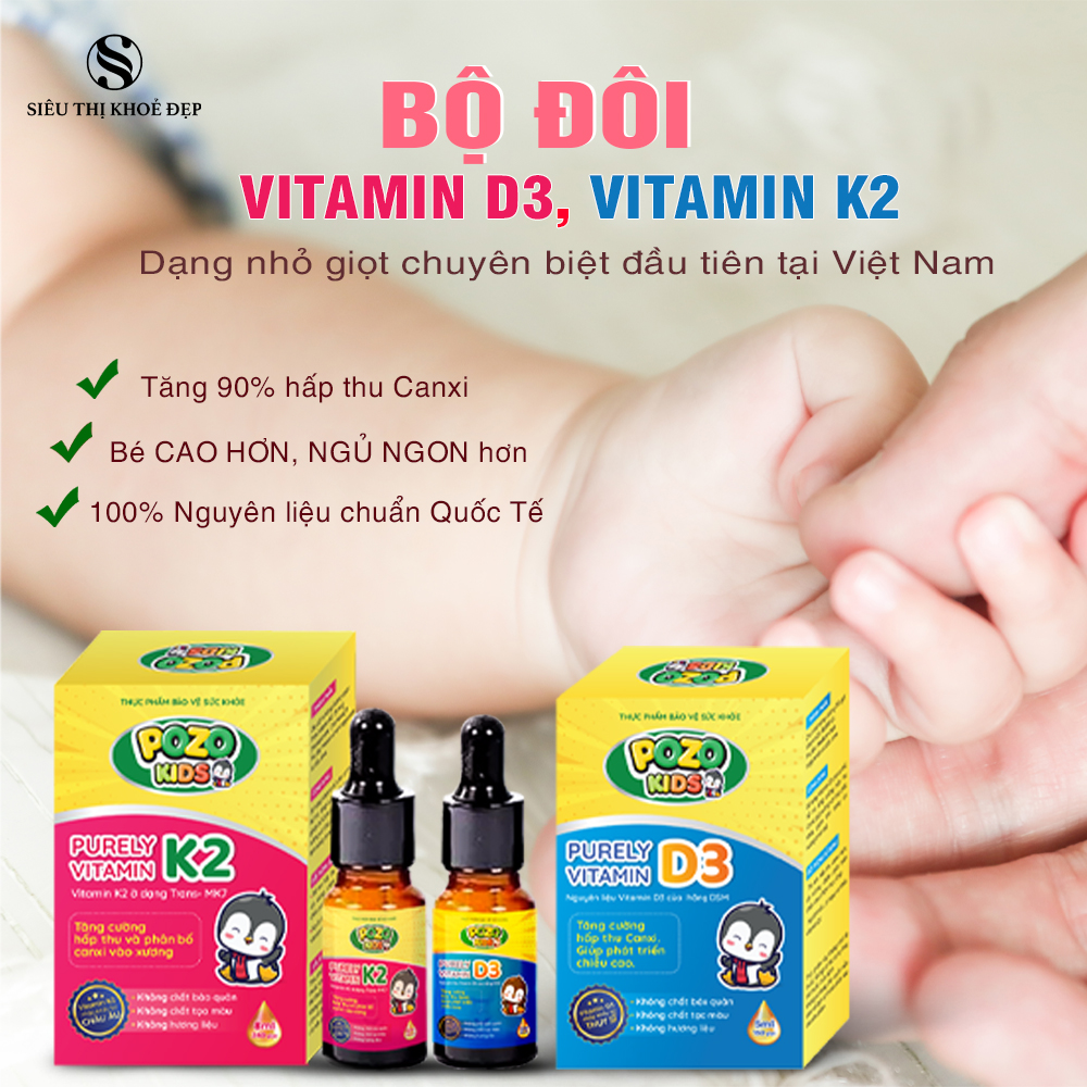 Bộ Đôi Vitamin D3 Và Vitamin K2 Pozokids